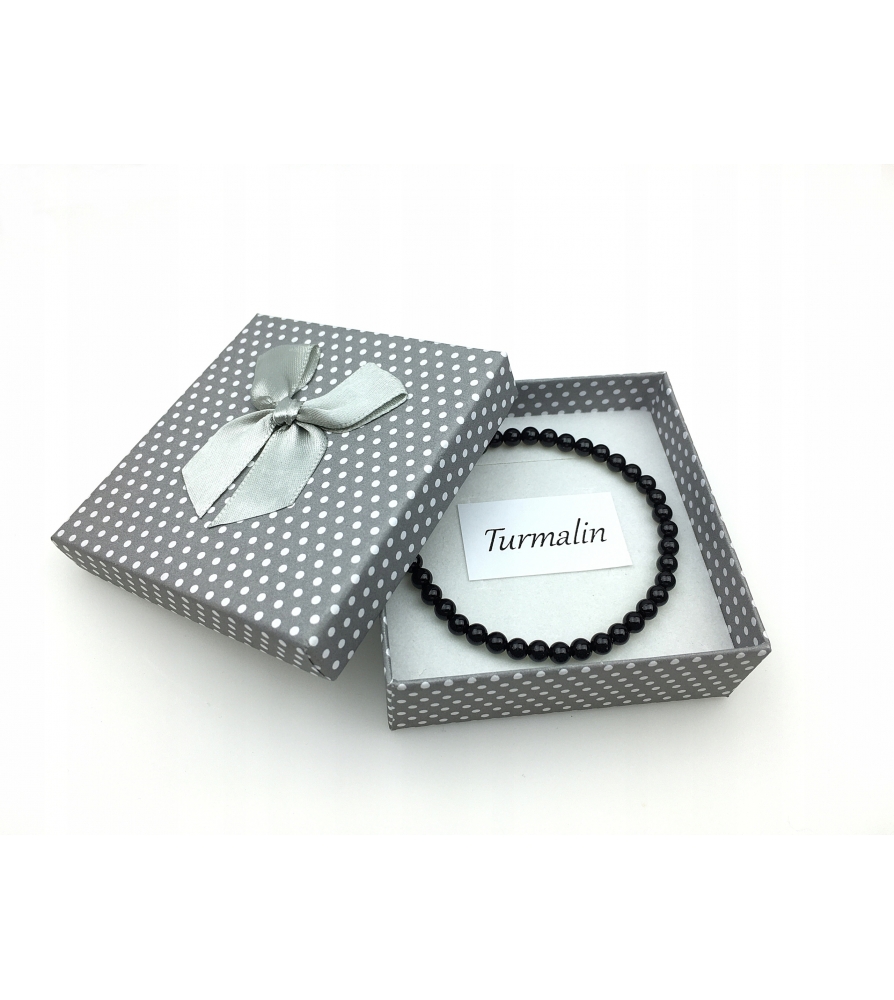 Bransoletka Turmalin Czarny W Pudełku 4 mm