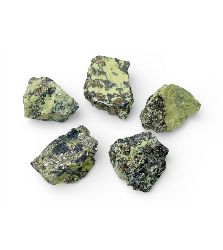 serpentynit z Pirytem surowy naturalny ciekawe okazy do 3 cm